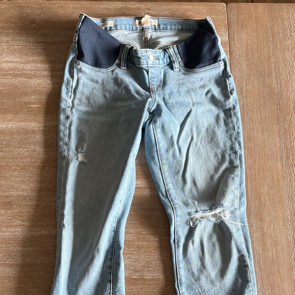 Madewell Light Blue Skinny Maternity Jeans with Navy Panel
